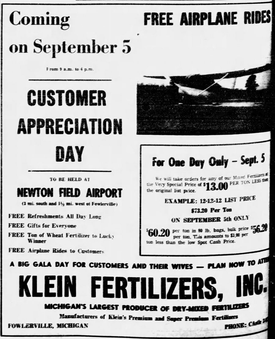 Newton Airport (Newton Field) - August 1963 Ad